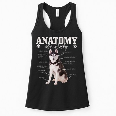 Anatomy Of A Siberian Husky Funny Cute Dog Husky Mom Dad Womens Tank Top