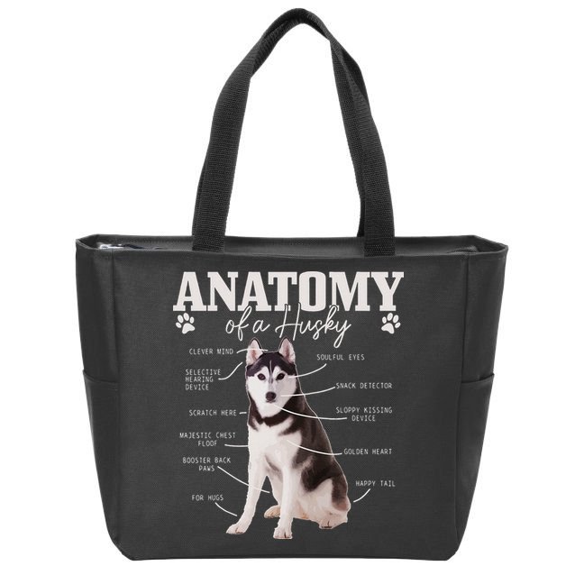 Anatomy Of A Siberian Husky Funny Cute Dog Husky Mom Dad Zip Tote Bag