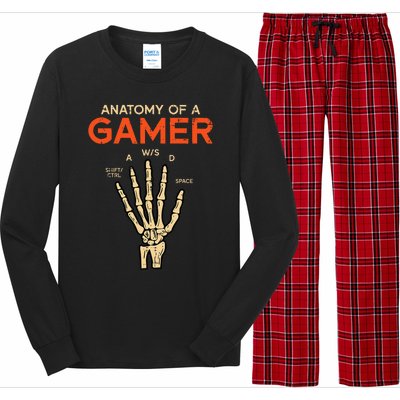 Anatomy Of A Gamer Skeleton Hand Funny Long Sleeve Pajama Set