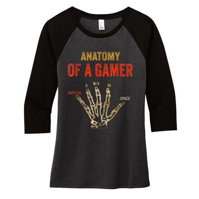 Anatomy Of A Gamer Gaming Gifts For Gamer Women's Tri-Blend 3/4-Sleeve Raglan Shirt