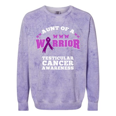 Aunt Of A Warrior Testicular Cancer Awareness Funny Gift Colorblast Crewneck Sweatshirt