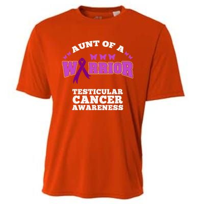 Aunt Of A Warrior Testicular Cancer Awareness Funny Gift Cooling Performance Crew T-Shirt