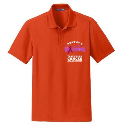 Aunt Of A Warrior Testicular Cancer Awareness Funny Gift Dry Zone Grid Polo