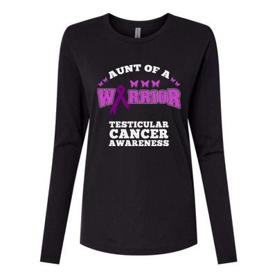 Aunt Of A Warrior Testicular Cancer Awareness Funny Gift Womens Cotton Relaxed Long Sleeve T-Shirt