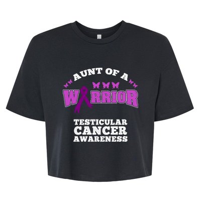 Aunt Of A Warrior Testicular Cancer Awareness Funny Gift Bella+Canvas Jersey Crop Tee