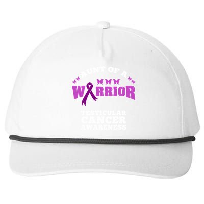 Aunt Of A Warrior Testicular Cancer Awareness Funny Gift Snapback Five-Panel Rope Hat