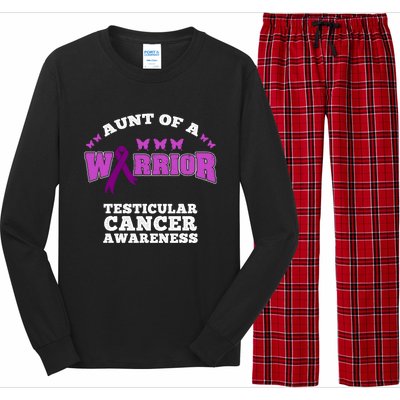 Aunt Of A Warrior Testicular Cancer Awareness Funny Gift Long Sleeve Pajama Set