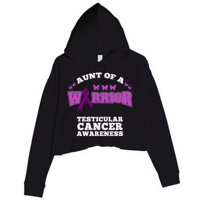 Aunt Of A Warrior Testicular Cancer Awareness Funny Gift Crop Fleece Hoodie