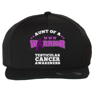 Aunt Of A Warrior Testicular Cancer Awareness Funny Gift Wool Snapback Cap