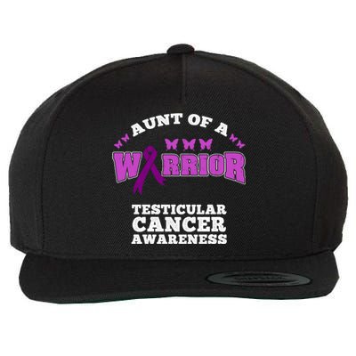 Aunt Of A Warrior Testicular Cancer Awareness Funny Gift Wool Snapback Cap