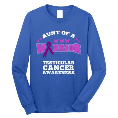 Aunt Of A Warrior Testicular Cancer Awareness Funny Gift Long Sleeve Shirt