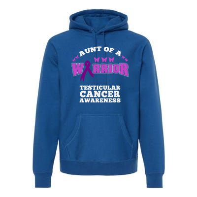 Aunt Of A Warrior Testicular Cancer Awareness Funny Gift Premium Hoodie