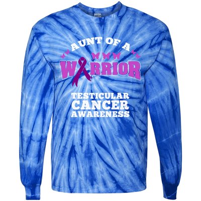 Aunt Of A Warrior Testicular Cancer Awareness Funny Gift Tie-Dye Long Sleeve Shirt