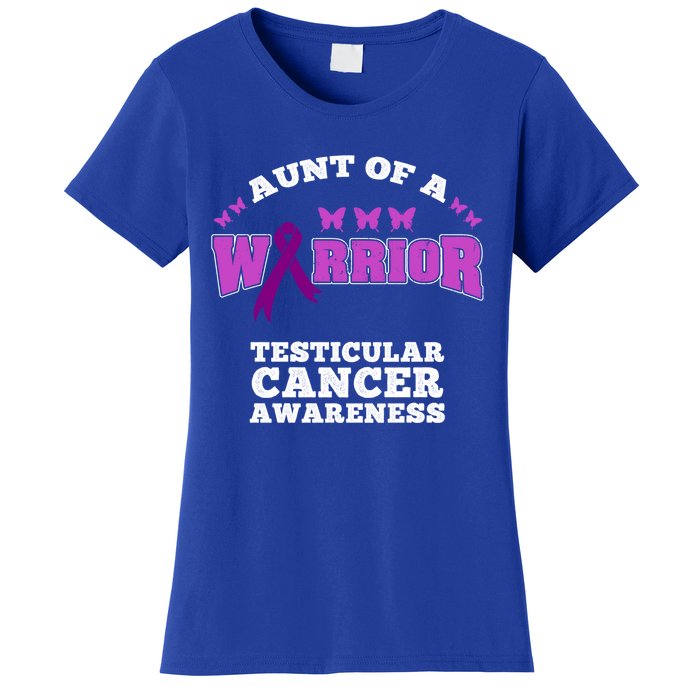 Aunt Of A Warrior Testicular Cancer Awareness Funny Gift Women's T-Shirt