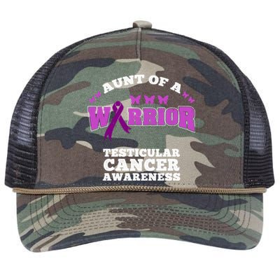 Aunt Of A Warrior Testicular Cancer Awareness Funny Gift Retro Rope Trucker Hat Cap