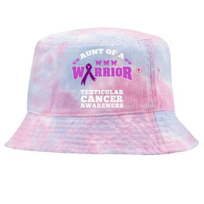 Aunt Of A Warrior Testicular Cancer Awareness Funny Gift Tie-Dyed Bucket Hat