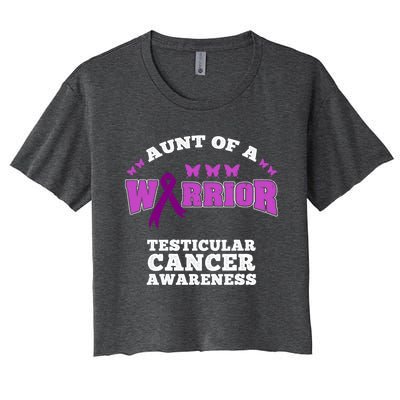 Aunt Of A Warrior Testicular Cancer Awareness Funny Gift Women's Crop Top Tee