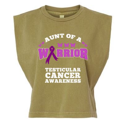 Aunt Of A Warrior Testicular Cancer Awareness Funny Gift Garment-Dyed Women's Muscle Tee