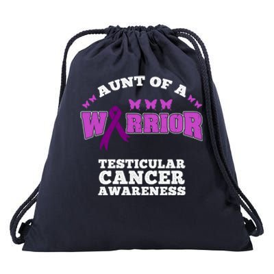 Aunt Of A Warrior Testicular Cancer Awareness Funny Gift Drawstring Bag