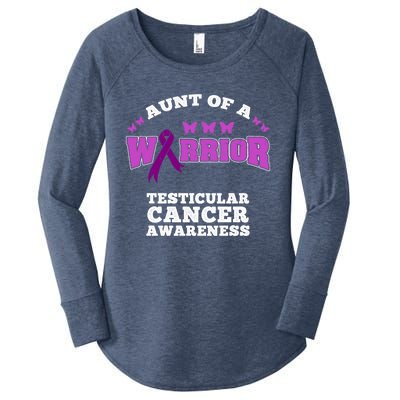 Aunt Of A Warrior Testicular Cancer Awareness Funny Gift Women's Perfect Tri Tunic Long Sleeve Shirt