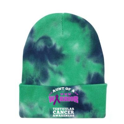 Aunt Of A Warrior Testicular Cancer Awareness Funny Gift Tie Dye 12in Knit Beanie