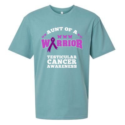 Aunt Of A Warrior Testicular Cancer Awareness Funny Gift Sueded Cloud Jersey T-Shirt