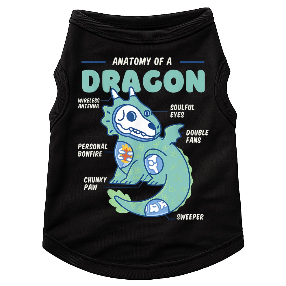 Anatomy Of A Dragon, Funny Dragon Shirt Boys Doggie Tank