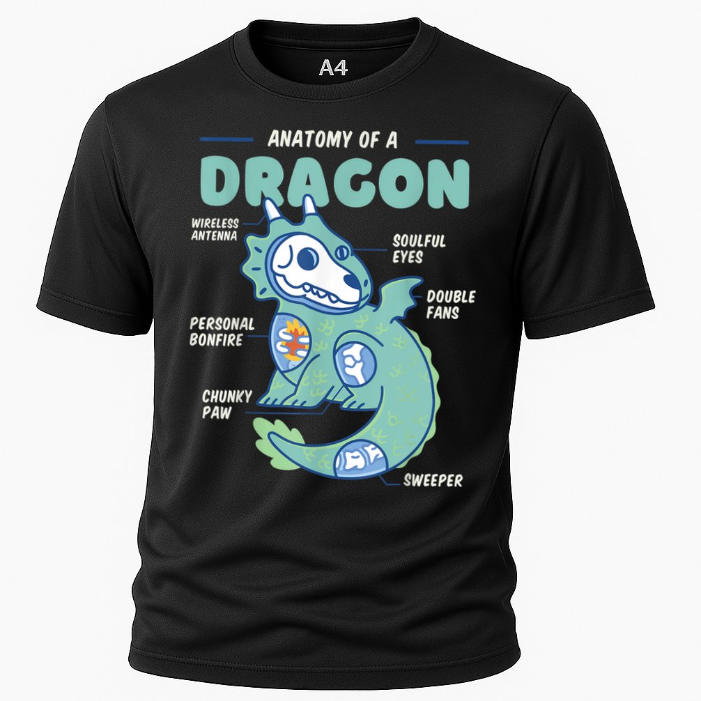 Anatomy Of A Dragon, Funny Dragon Shirt Boys Cooling Performance Crew T-Shirt