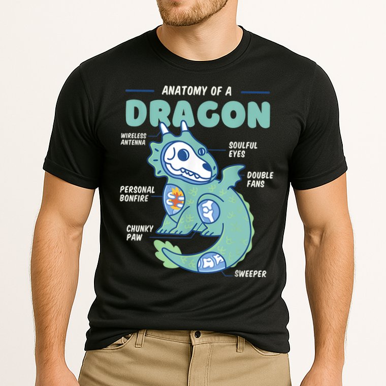 Anatomy Of A Dragon, Funny Dragon Shirt Boys Cooling Performance Crew T-Shirt