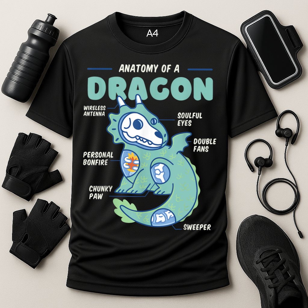 Anatomy Of A Dragon, Funny Dragon Shirt Boys Cooling Performance Crew T-Shirt