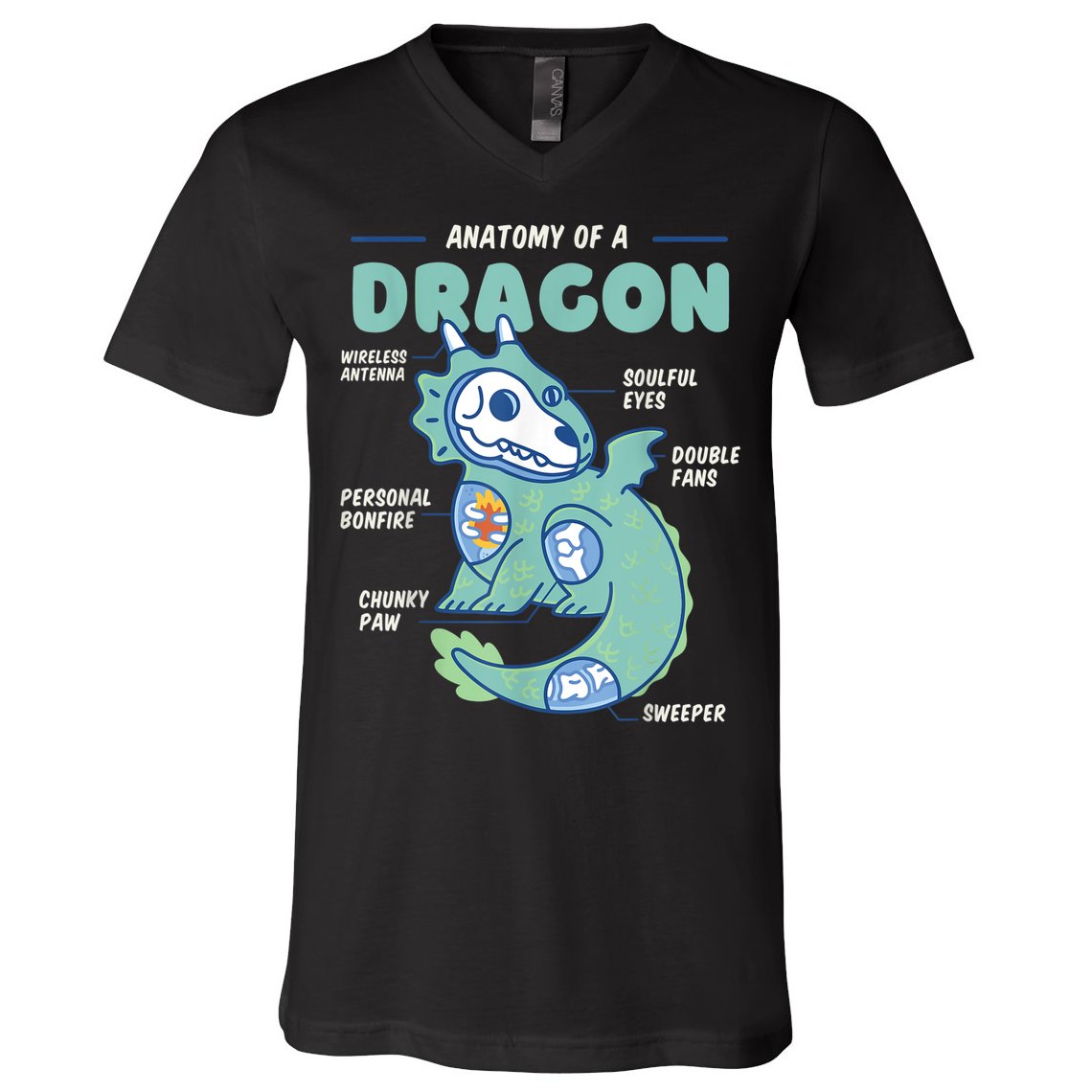 Anatomy Of A Dragon, Funny Dragon Shirt Boys V-Neck T-Shirt