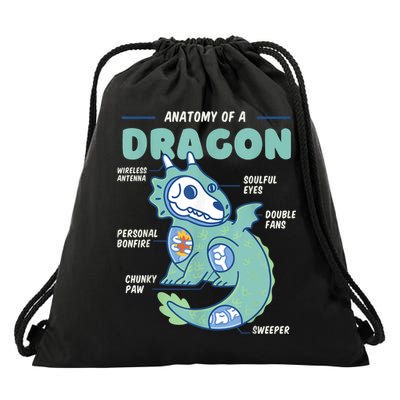 Anatomy Of A Dragon, Funny Dragon Shirt Boys Drawstring Bag