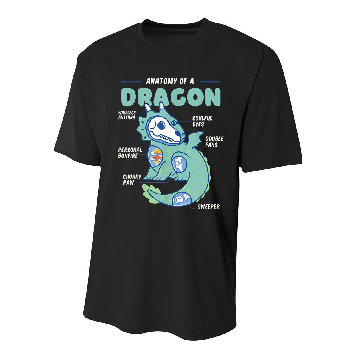 Anatomy Of A Dragon, Funny Dragon Shirt Boys Youth Performance Sprint T-Shirt
