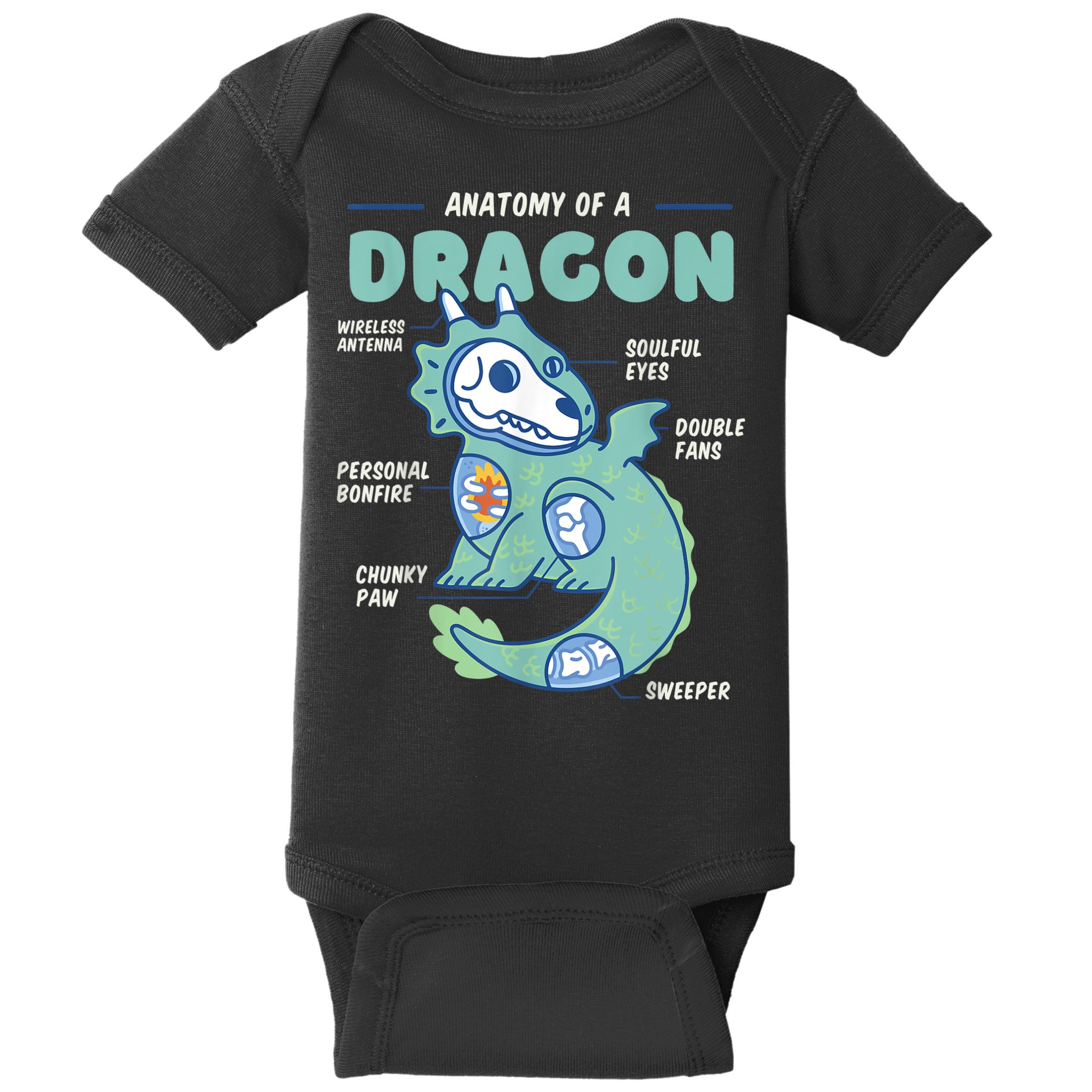 Anatomy Of A Dragon, Funny Dragon Shirt Boys Baby Bodysuit
