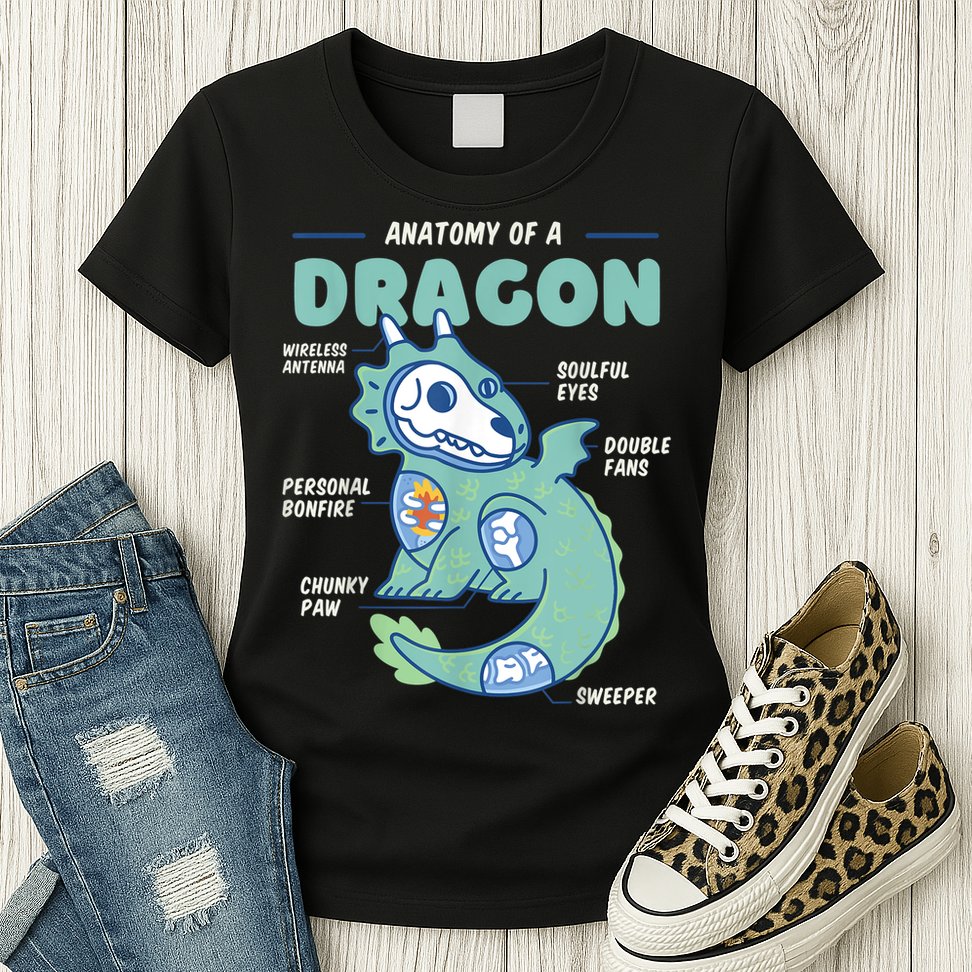 Anatomy Of A Dragon, Funny Dragon Shirt Boys Womens T-Shirt
