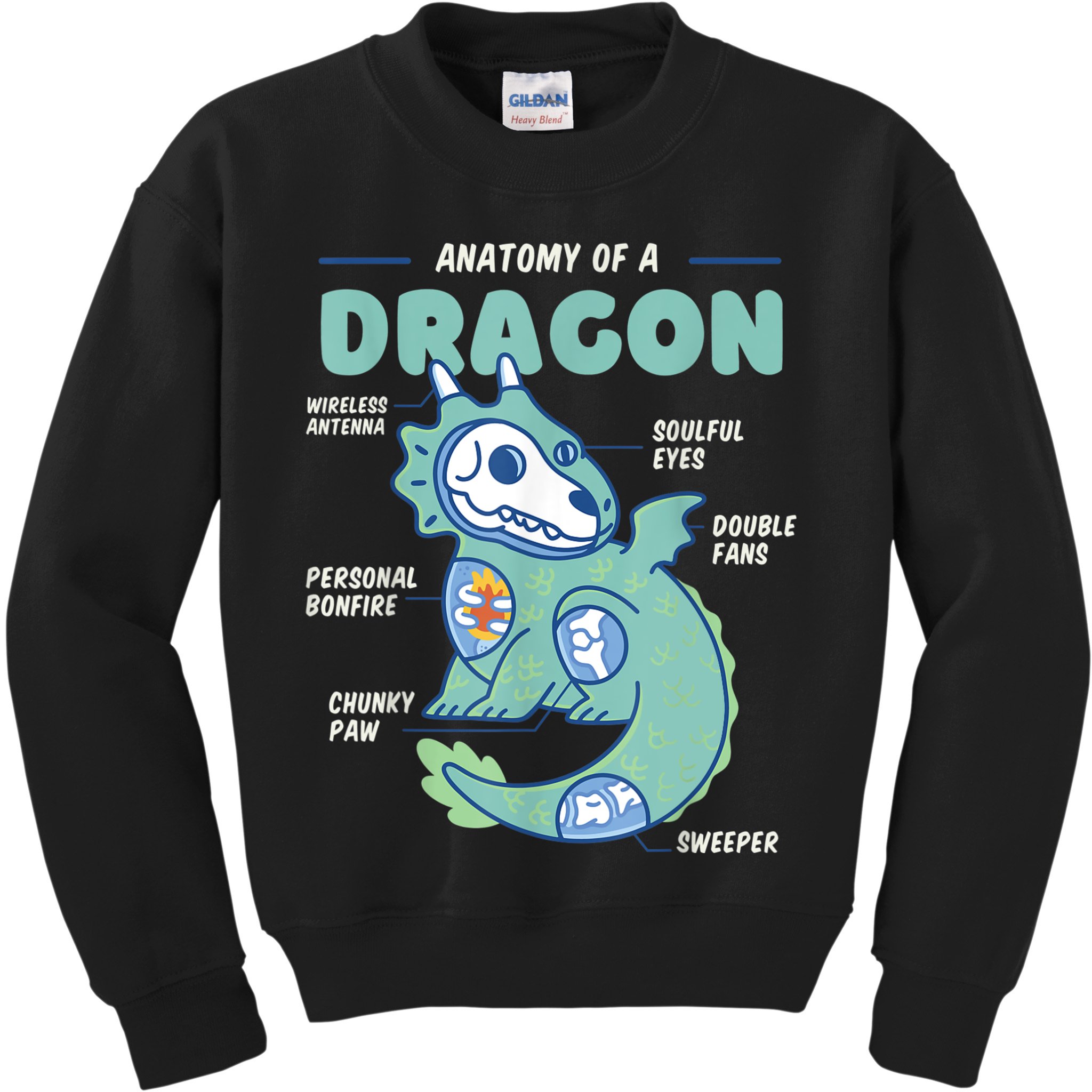 Anatomy Of A Dragon, Funny Dragon Shirt Boys Kids Sweatshirt