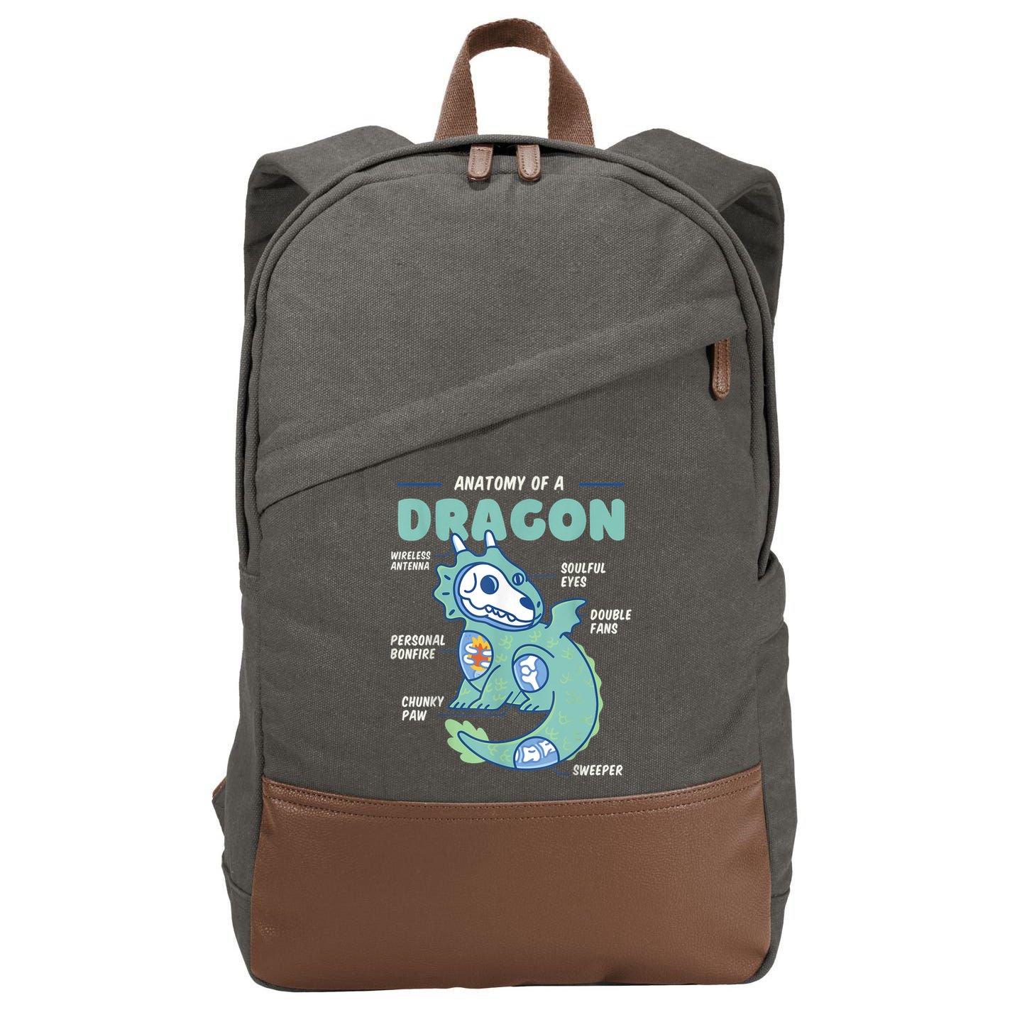 Anatomy Of A Dragon, Funny Dragon Shirt Boys Cotton Canvas Backpack