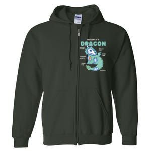 Anatomy Of A Dragon, Funny Dragon Shirt Boys Full Zip Hoodie