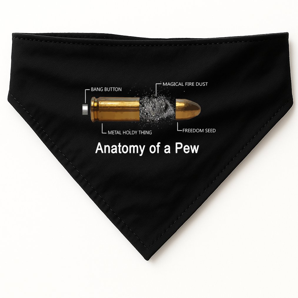 Anatomy Of A Pew Labeled Gift USA-Made Doggie Bandana