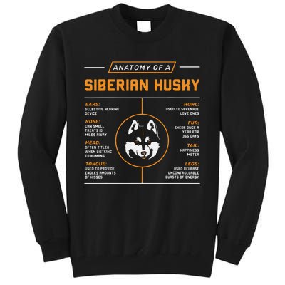 Anatomy Of A Husky Siberian Dog Owner Tall Sweatshirt