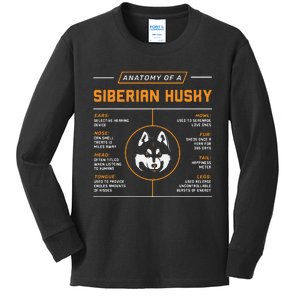 Anatomy Of A Husky Siberian Dog Owner Kids Long Sleeve Shirt