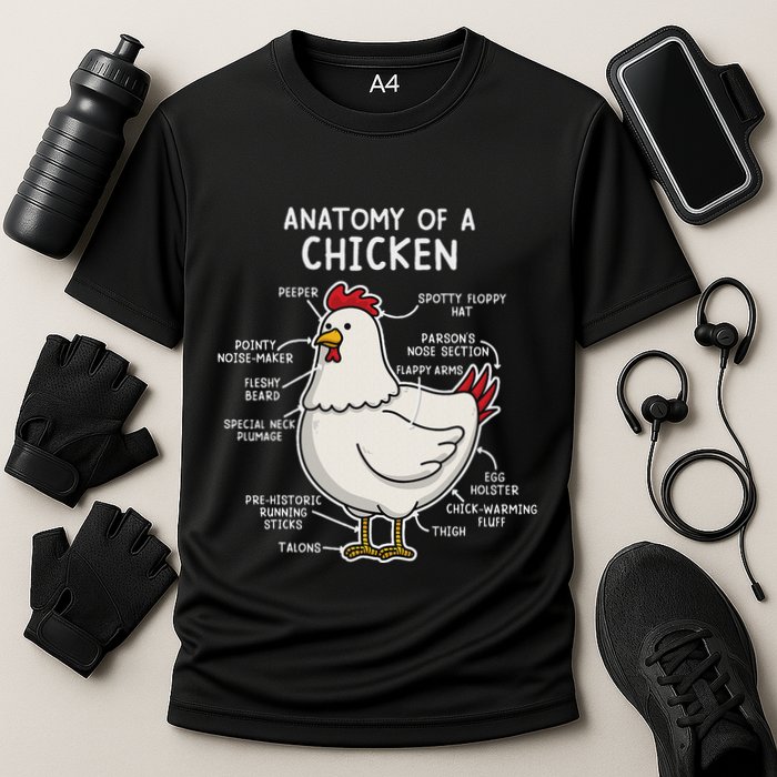 Anatomy Of A Chicken Country Farm Cooling Performance Crew T-Shirt