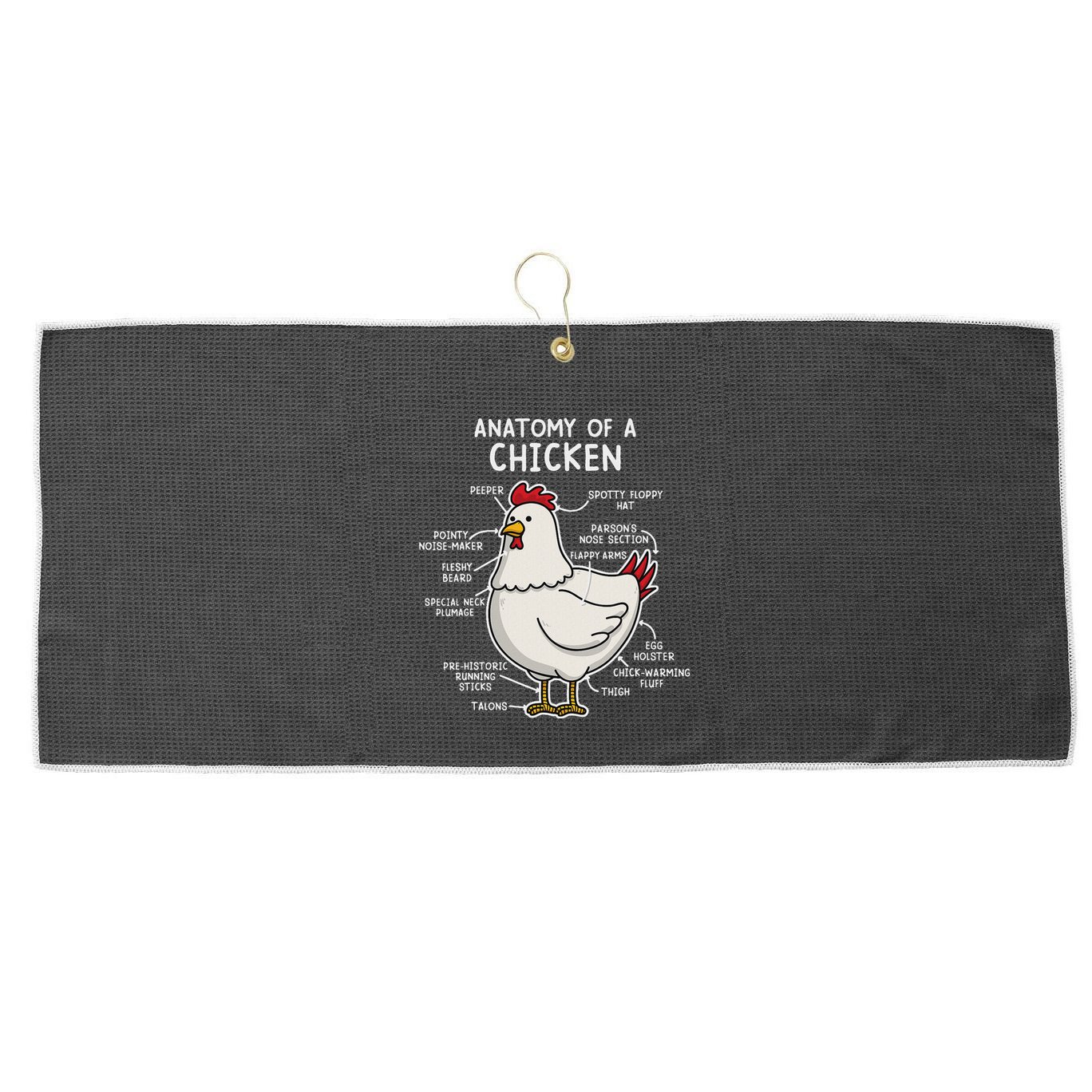 Anatomy Of A Chicken Country Farm Large Microfiber Waffle Golf Towel