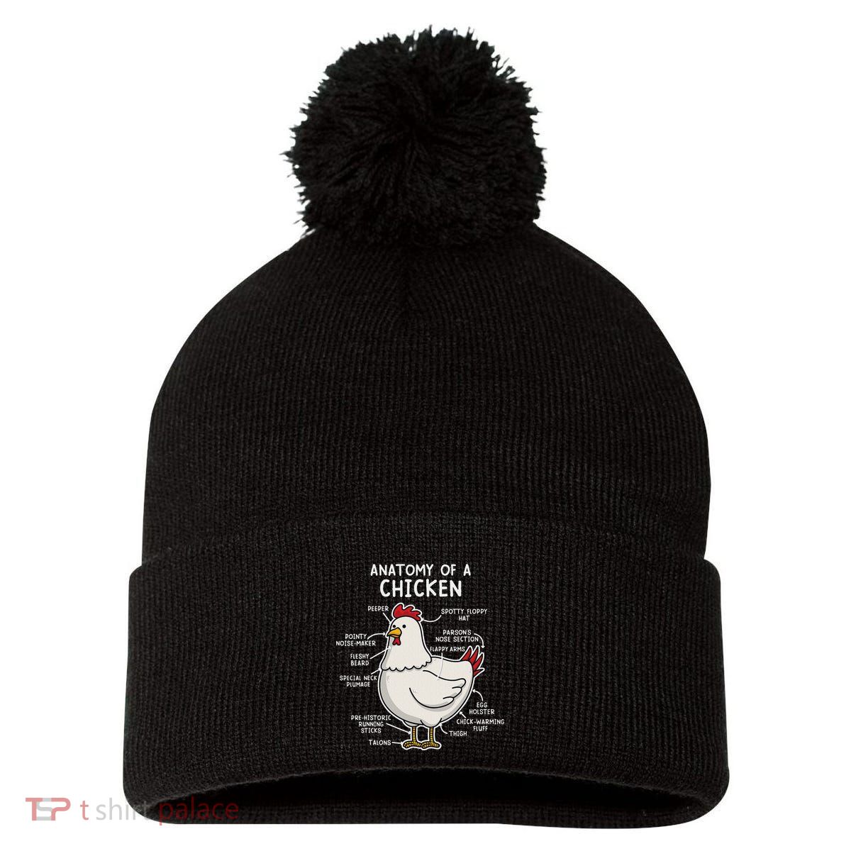 Anatomy Of A Chicken Country Farm Pom Pom 12in Knit Beanie