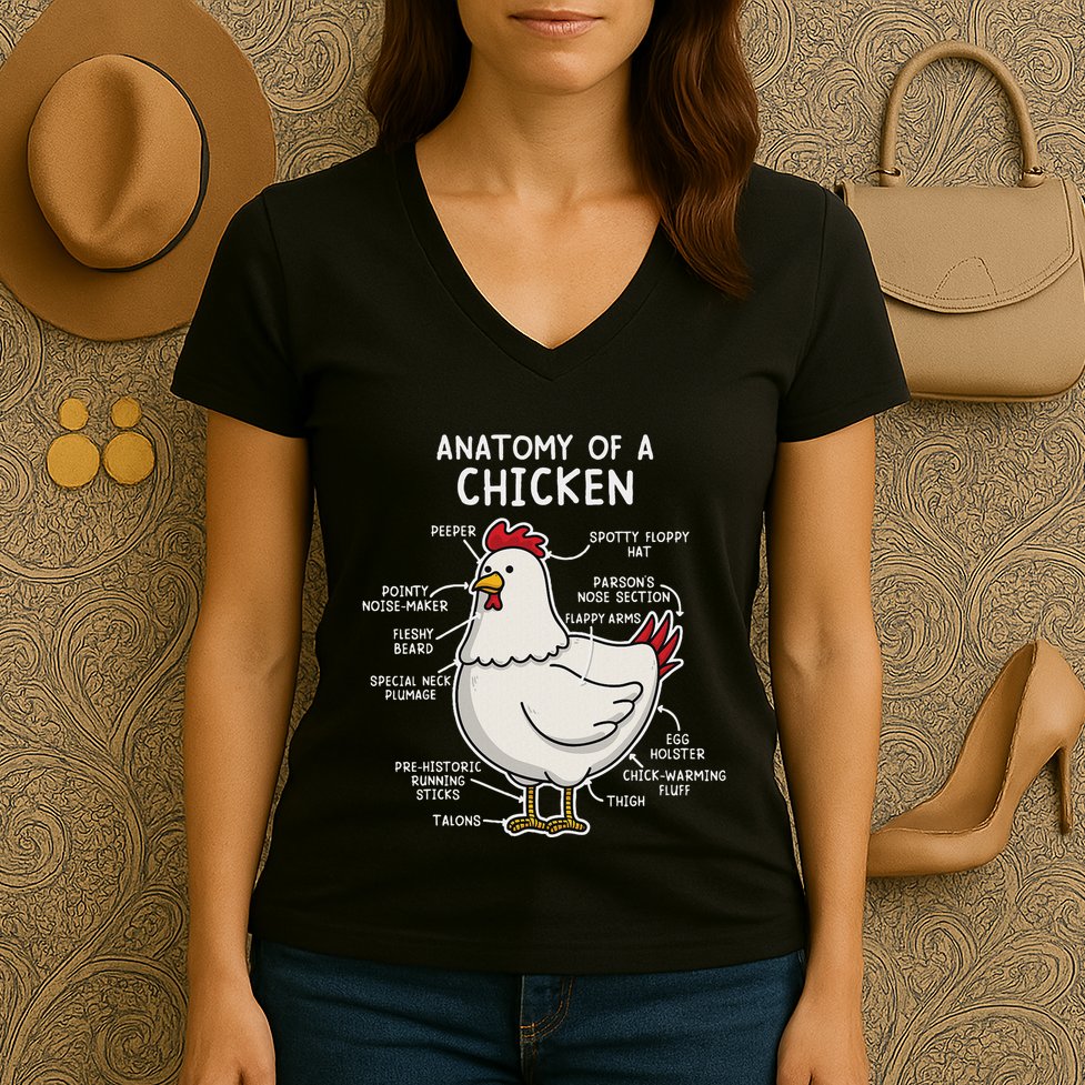 Anatomy Of A Chicken Country Farm Women's V-Neck T-Shirt