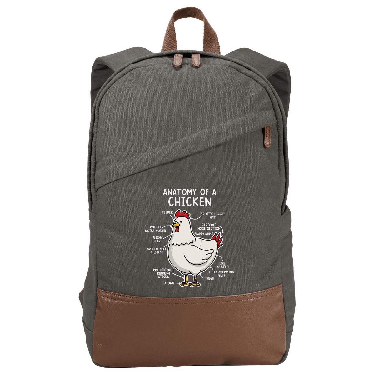 Anatomy Of A Chicken Country Farm Cotton Canvas Backpack
