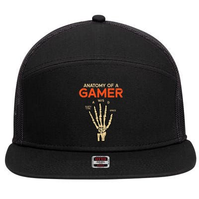 Anatomy Of A Gamer Skeleton Hand Funny Teens 7 Panel Mesh Trucker Snapback Hat