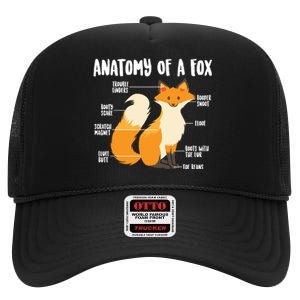 Anatomy Of A Fox | Cute Sweet Carnivore Funny Animal Gift High Crown Mesh Back Trucker Hat