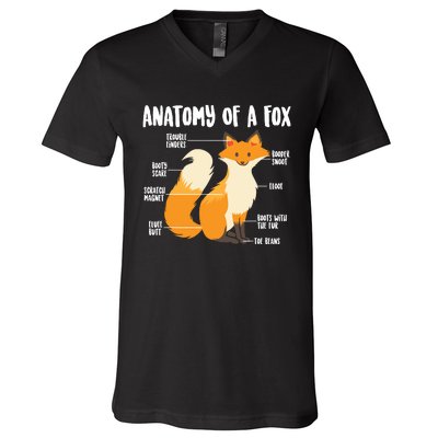 Anatomy Of A Fox | Cute Sweet Carnivore Funny Animal Gift V-Neck T-Shirt