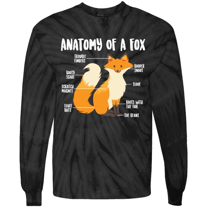 Anatomy Of A Fox | Cute Sweet Carnivore Funny Animal Gift Tie-Dye Long Sleeve Shirt